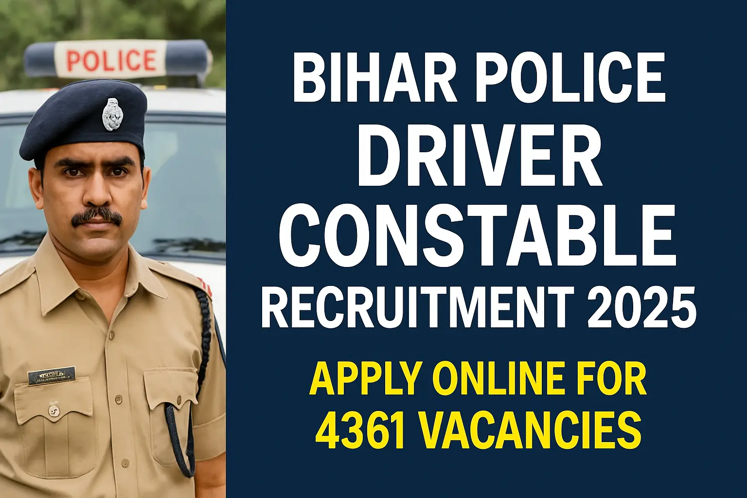 Bihar Police Driver Constable Recruitment 2025 – Apply Online for 4361 Vacancies